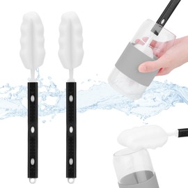 2 Stück Flaschenbürste Schwamm, mit Verstellbarem Langen Griff, Reinigungsbürste, Flaschenschwamm, Tassenbürste, Bürste für Gläser, Flaschen Bürste, Gläserbürste, für Gläser, Karaffen 31 bis 42 cm