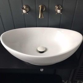 ENKI, W61, Pop Up Basin Waste with Ceramic Cap Round Un-Slotted, White