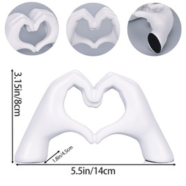 DOVDOV White Heart Hand Statues and Sculptures, White Room Decor Aesthetics for Living Room Coffee Table tv Cabinet Bookshelf Office Entry Desktop Bookshelf Decor.