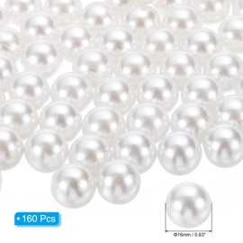 PATIKIL 160 Pieces Vase Fillers Pearls, 16 mm Vase Filler Pearl Bead Vase Centerpieces Floating Pearl Bead No Hole for Vase Decoration, White