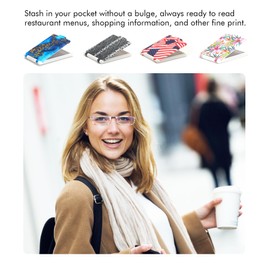 Missfive Modern 2.25x Folding Reading Glasses For Women Men Blue Light Blocking, Anti UV,Eyestrain Fashion Pattern Print, Foldable Thin Lightweight Portable Readers Pocket Travel Eyewear, Floral