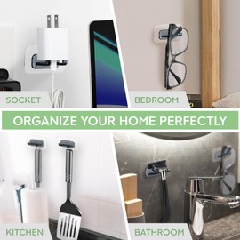 Hook LAB Self Adhesive Shower Razor Holder 2 Pack - Removable & Reusable Waterproof Hooks for Shower Wall | Suits Towels, Bath Accessories, Decoratives & More in Kitchen Bathroom (Black)