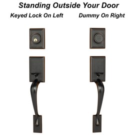 Dynasty Hardware RID-HER-405-12PR Ridgecrest Front Door Dummy Handleset, Aged Oil Rubbed Bronze, with Heritage Lever, Right Hand