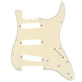 Musiclily Pro 11-Hole 60s 64 Vintage Style Strat SSS Pickguard for American Stratocaster Guitar, 3Ply Cream