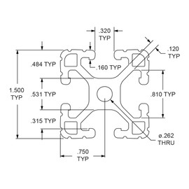 8020, 1515, 15 Series 1.5 Inch x 1.5 Inch T-Slotted Aluminum Extrusion DIY Extruded Linear Slot Bar Rail 80/20 (Lite, Clear Anodize, 36" Long)