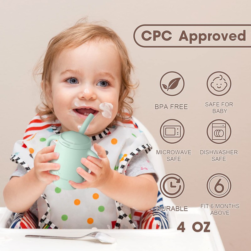 Cuddle Campus 100% Silicone Baby Training Cup, Shatterproof Toddler Sippy