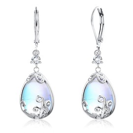 LOYALLOOK Women's Drop Earrings, Popular, Teardrops, Hypoallergenic, Opal Moonstone Earrings, 925 Platinum, Stylish, Women's, Cute, Swaying, Dangle Accessories, 2 Pieces, Birthday, Gift, Christmas,