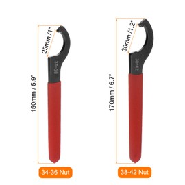 sourcing map C Hook Spanner Wrench for Lathe Clamping 34-36mm Collet Chuck Nut with Red Non-Slip Handle