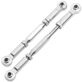 2PCS RC Front Rear Metal Steering Servo Link 70-90mm Adjustable Turnbuckles Camber Linkage Rod Ends Compatible with Traxxas Slash 4x4 5807 Stampede HQ727 1/10 RC Car Upgraded Parts,Sliver