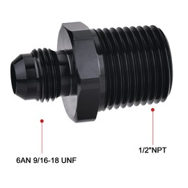 EVIL ENERGY 6AN Male Flare to 1/2" NPT Pipe Fitting Adapter Aluminum Straight Black 2PCS