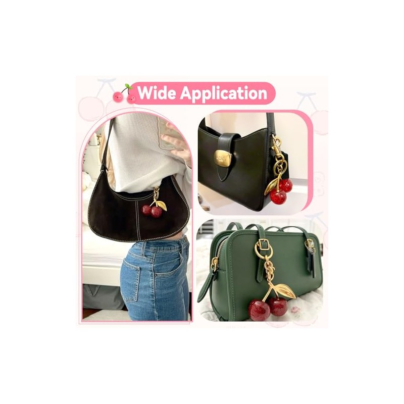 Cute Cherry Bag Charm Keychain for Handbags and Purses