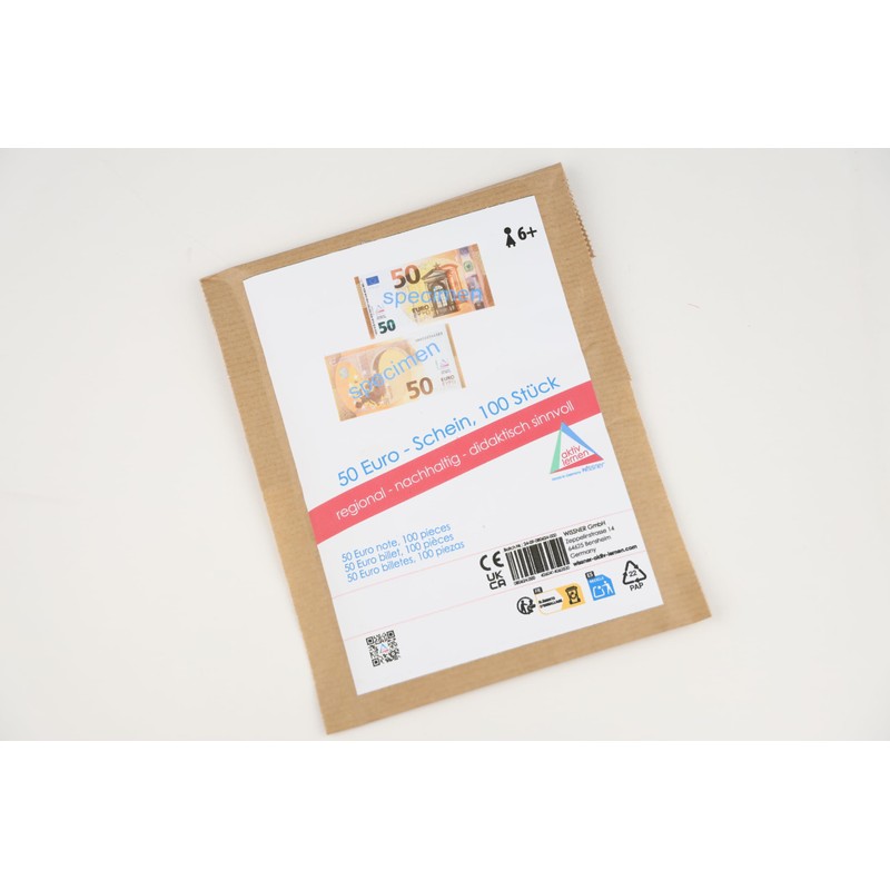 WISSNER aktiv lernen - 50 euro notes, 100 pieces, in
