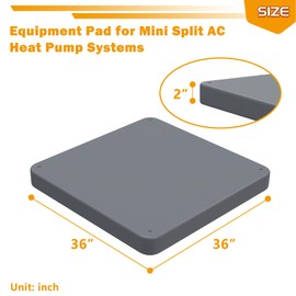 Powrocket Equipment Pad 36" x 36" x 2" for Mini Split Air Conditioner Heat Pump Systems,Outdoor Plastic Mini Split Condenser Pad for HVAC Systems,Air Conditioner Accessories
