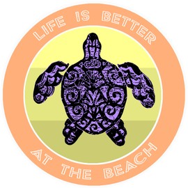 Athena Brands Turtle Life is Better at the Beach Car Truck Window Bumper Graphic Sticker Decal - Sunset Orange