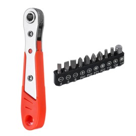 HARFINGTON Right Angle Screwdriver 4" 90 Degree Magnetic Ratcheting Screwdriver Set Hex Driver Ratchet with 10pcs 1/4" Hex Bits