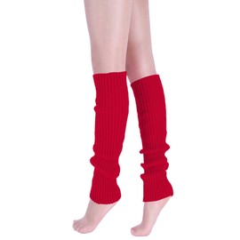 DOOVID Women's Leg Warmers 80s Ribbed Stretch Knee High Knit Leg Warmer Slouch Warm Long Leg Socks Red One Size