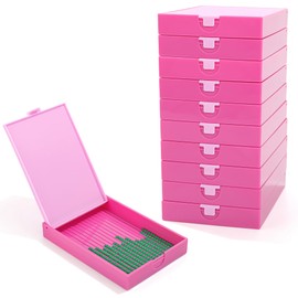 10pcs Cateared Trabricks, 2-in-1 Stackable Diamond Art Trays with Lids, Diamond Art Storage Box, Diamond Painting Trays for Confetti Painting, Box Package-Dark Pink