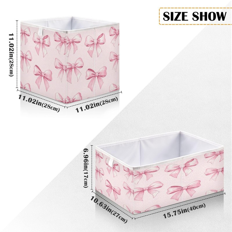 CZXW Pink Bows Storage Bins Cube Foldable Storage Baskets Bin