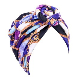 Lahviuu Women African Turban Cap, Flower Turbans for Women Soft Pre-Tied Knot Headwraps African Pattern Turban Wraps Bonnet Beanie Cap,for Accessory Daily Wear Purple