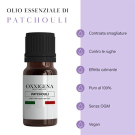 Oxxigena - Patchouli Essential Oil - 50ml - Made in Italy - 100% Pure, Natural, Vegan, GMO Free - Ideal for Aromatherapy, Massage Mixes