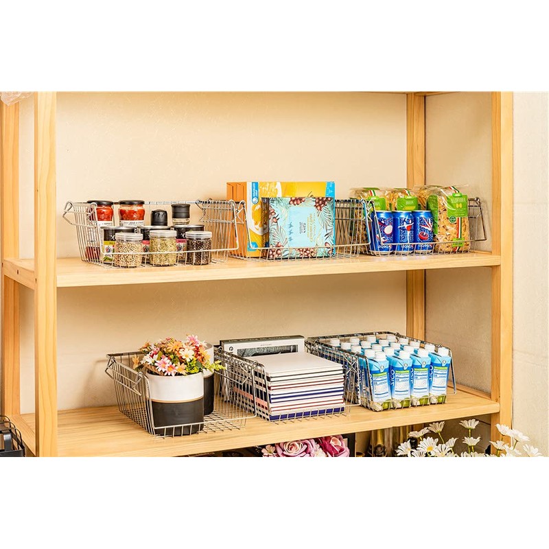 SANNO Stacking Baskets Bin Baskets Wire Storage Baskets Organization Farmhouse