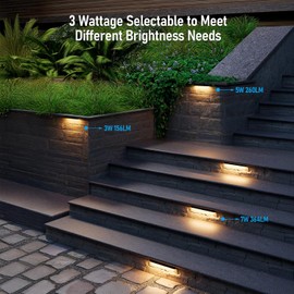 LEONLITE 12 Inch LED Hardscape Lighting, Update Retaining Wall Light, LED Landscape Lighting, 12-24V AC/DC Paver Light Low Voltage, 3W/5W/7W Dimmable Outdoor Step Lights, 2700K Soft White, ETL, 4 Pack
