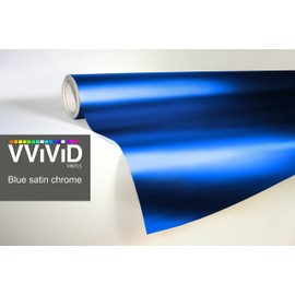 VViViD Blue Satin Chrome Vinyl Wrap Stretch Conform DIY Easy to Use Air-Release Adhesive (3 Feet X 5 Feet)