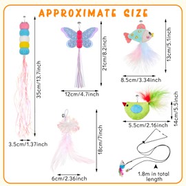 Charniol 8 Pcs Doorway Cat Toys Indoor Feather Door Hanger Interactive Hanging Dragonfly Little Mouse Retractable Teaser Kitten for Play, 6 Styles (Vibrant Style)