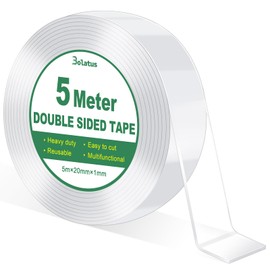 Bolatus 5 m Double-Sided Tape Transparent Extra Strong Nano Tape Double Sided Tape Removable Double-Sided Tape Thin for Home, Kitchen, Car or Multipurpose (1 Roll)