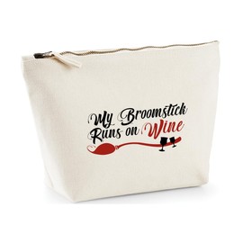 Hippowarehouse My Broomstick Runs on Wine Printed Make up Cosmetic wash Bag 18x19x9cm