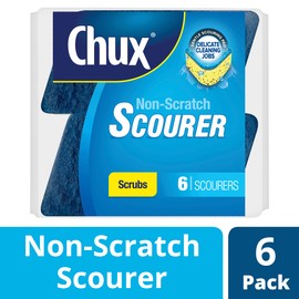 Chux Non-Scratch Scourer Scrubs, 6 Angled Scourers Suitable for Delicate Surfaces, 6 Count