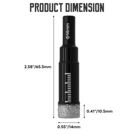 Semrien 4 Pcs Dry Diamond Drill Bits Set, 9/16"(14mm) Diamond Hole Saw Core Drill Bit, Round Shank Tile Drill Bits Ceramic Drill Bits for Porcelain, Granite, Glass, Marble, Stone, Not for Wood (14mm)