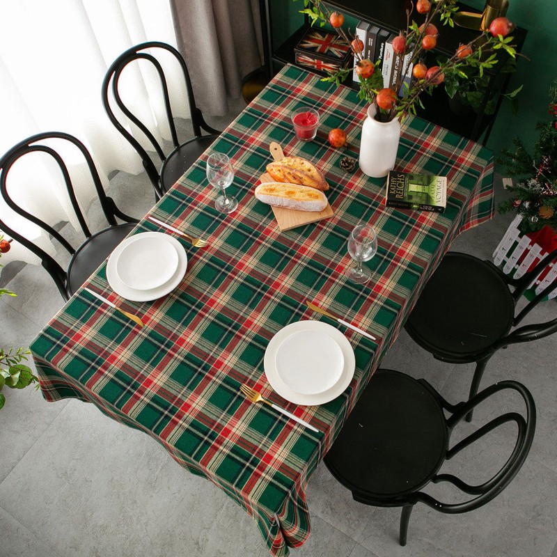 Christmas Check Tablecloth Tablecloth Emotional Camping Home Party Table Cover,