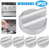 W10594481 5 Pcs W10594481 Stove Knobs Replacements Stainless Steel for