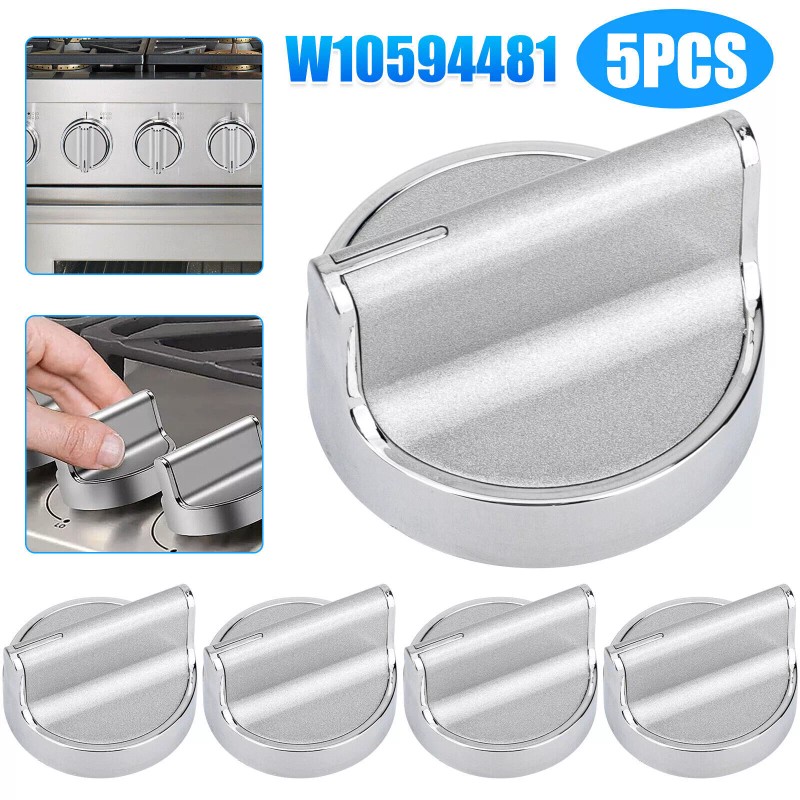 W10594481 5 Pcs W10594481 Stove Knobs Replacements Stainless Steel for