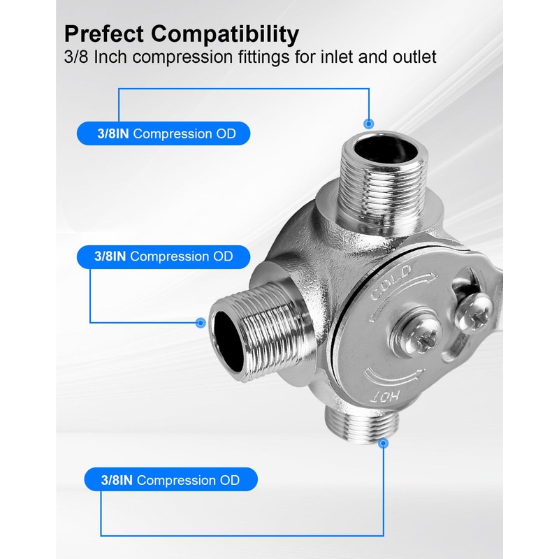 Thermostatic Mixing Valve, Hot Cold Water Mixer Valve Compatible with