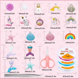 Kit Para Hacer Pulseras Para Niñas 773PCS, Cuentas para Hacer Pulseras, Collares, Bisutería y Manualidades, Set de Abalorios de Cristal y 25pcs Dijes Colgantes, 3pcs Cuerda Elástica, Tijeras y Pinzas