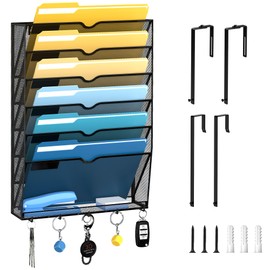 SHARKWOODS 7-Tier Wall File Organizer Mesh Hanging File Organizer for Papers, Folders, Files Clipboard & Magazine Organization, Ideal Wall Organizer for Office Home (1)