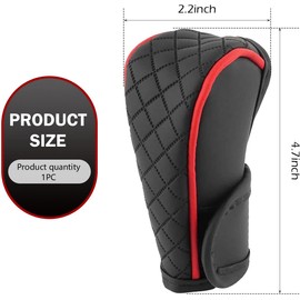 Funda de cuero para pomo de cambio de coche, protector antideslizante y transpirable para palanca de cambios, universal para la mayoría de coches, SUVs y camiones (Rojo)
