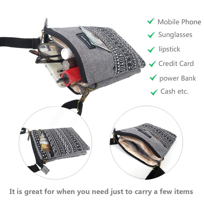 Roomy - Cartera de lona para teléfono celular, con correa