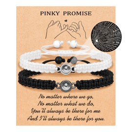 UNGENT THEM Pinky Promise Couples Bracelets Gift Ideas Matching Distance Relationship I Love You Sweetest Christmas Valentines Day Gifts for Boyfriend Girlfriend Him Her BF GF His Hers