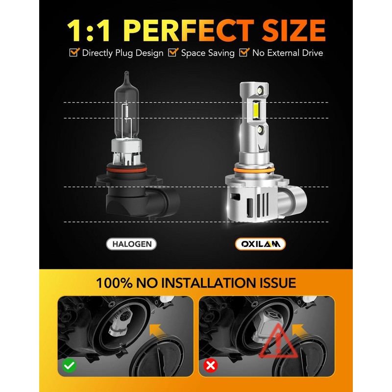 OXILAM H11 LED Bulb H8 H9, 40000LM 60W, 900% Ultra-Bright
