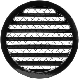 Repa Market 8" Black Vent Cover - Aluminum - Industrial Round Air Vent Louver - Metal Soffit Vent with Screen - Mesh - Round Vent Grille for House Or Garage Wall- (8" Inch, Black)