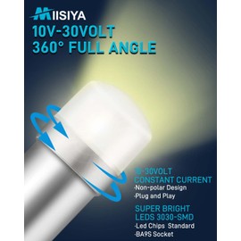 Miisiya 1820 Bulb 1445 1816 1815 1818 1819 757 53 57 313 BA9S Led Bulb 10-30Volt for Train Lights,House Number Light Bulb,Bingo Board Display Industrial Warm White 10Pack