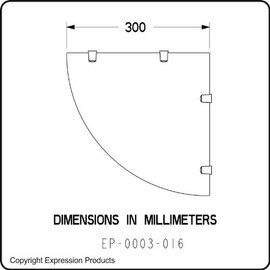 Expression Products Large Acrylic Corner Shelf 300mm approx 12", Free Trolley Token Material Sample Included per Shipment, White