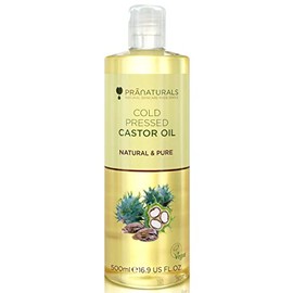 PraNaturals Cold Pressed Castor Oil - 100% Natural Vegan Purity, for Hair Growth and Eyelashes, Softer Skin and Softer Face. Rich in OMEGA-6 and OMEGA-9 (500ml)