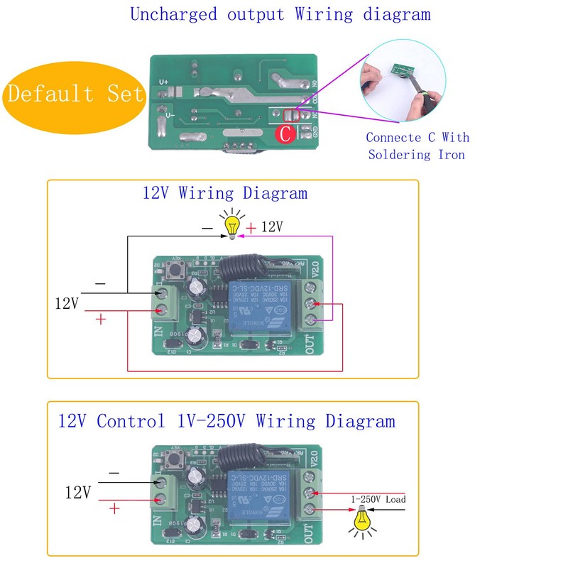 DC 12V 10A Relay Switch 1CH Wireless Remote Control Switch
