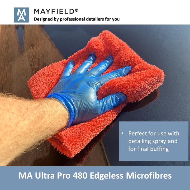 Edgeless Microfibre Cloths x 3-480gsm, 40cm x 40cm, Car Cleaning,
