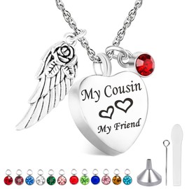 Buruslove Heart Urn Necklace for Ashes Cremation Necklace for Human Ashes In Loving Memory My Cousin My Friend Memorial Necklace Urns for Ashes Cremation Jewelry Memorial Bereavement Gifts