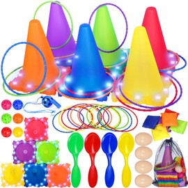 Vautvis Children's Outdoor Throwing Game, Light Up Throwing Games, Garden Games, Outdoor Games for Children from 3 4 5 6 7 8 9 10, Rings Throwing Game, Throwing Games for Outdoors, Outdoor Toy from 3